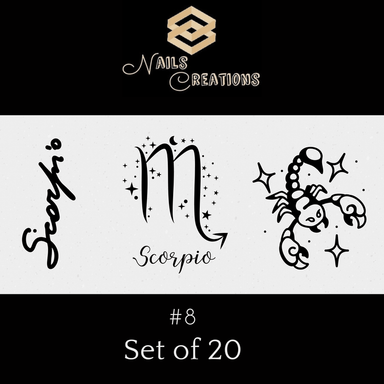 Zodiac Signs Astrology Waterslide Nail Decals Set of 20 - Nails Creations
