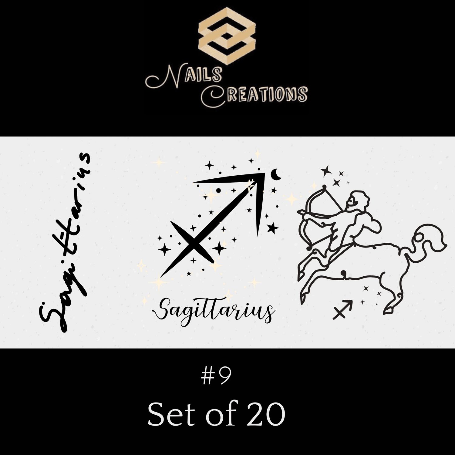 Zodiac Signs Astrology Waterslide Nail Decals Set of 20 - Nails Creations