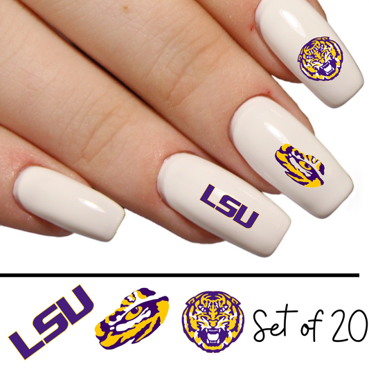 Louisiana State University LSU Tigers Assorted Waterslide Nail Decals