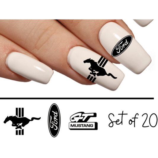 Ford Mustang Assorted Set Nail Decals Stickers Waterslide Nail Art Design