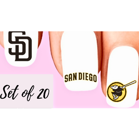 Baseball-Themed Waterslide Nail Decals Set of 20 - Perfect for Fans and DIY Nail Art