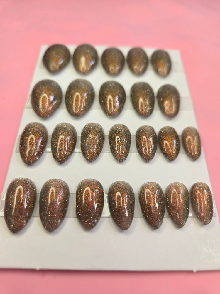 Reflective Gel Press On Nails 24pcs Set - Nail Art Kit