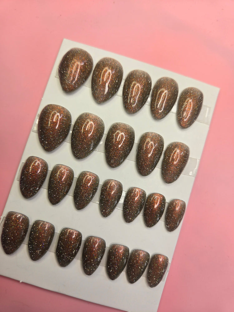 Reflective Gel Press On Nails 24pcs Set - Nail Art Kit