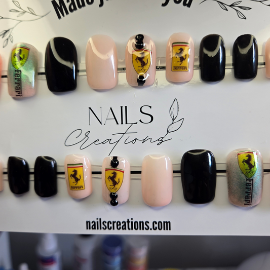 Ferrari Gel Press On Nails 20pcs Set - Nail Art Kit
