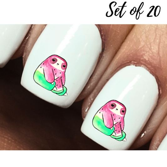 Adorable Watermelon Cartoon Character Nail Art Waterslide Decals for Creative Nail Creations