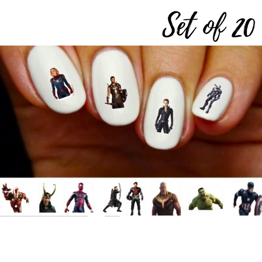 Avengers Nail Art Decals: Thor, Captain America & Iron Man Water Slide Stickers for DIY Manicures