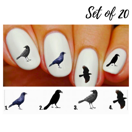 Black Crow & Raven Nail Decals | Water Slide Stickers for Stunning Nail Art