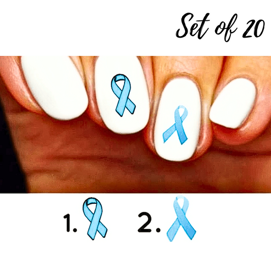 Blue Awareness Ribbon Nail Decals & Stickers for Nail Art – Water Slide Designs