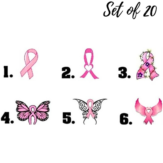 Breast Cancer Awareness Nail Decals | Pink Ribbon Heart Hope Butterfly Water Slide Stickers