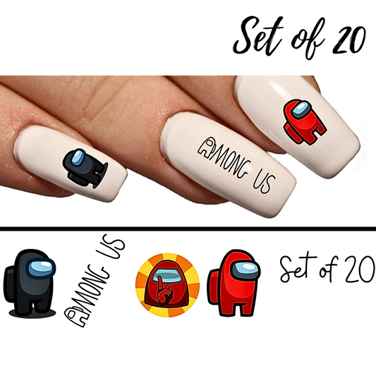 Assorted Nail Stickers Set - Among Us Theme Waterslide Nail Art Decals