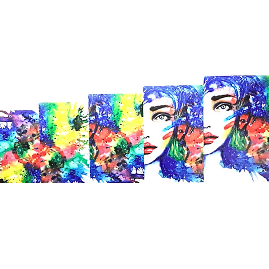 Colorful Abstract Design with face Waterslide Nail Decal A138