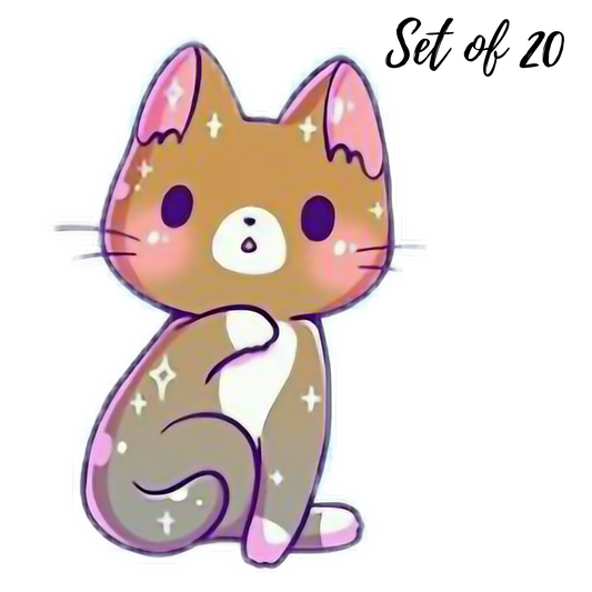 Cute Cartoon Cat Love Nail Art Waterslide Decals - Set of 20 Adorable Stickers for Creative Nail Designs