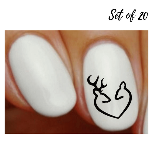 Cute Deer Heart Nail Stickers Waterproof Nail Decals for Nail Art
