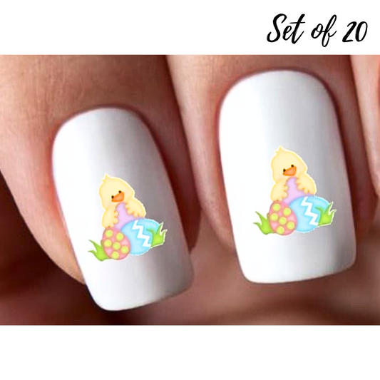 Cute Easter Nail Stickers Chicks and Egg Designs
