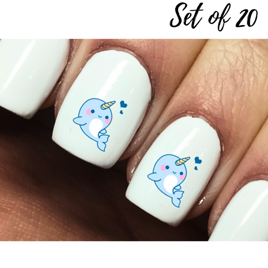 Enchanting Cute Unicorn of the Sea Nail Art Waterslide Decals for Creative Nail Designs