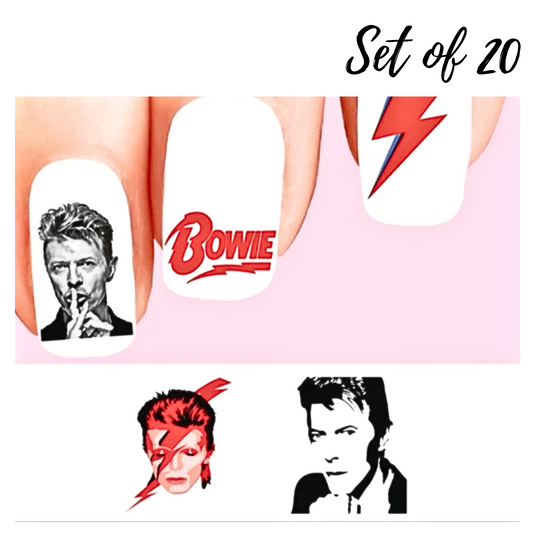 David Bowie Ziggy Stardust| Assorted Set of 20 Waterslide Nail Decals