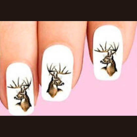 Deer Buck with Antlers Waterslide Nail Decals