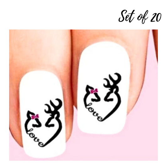 Deer with Heart Nail Stickers Waterproof Transfer for Nail Art