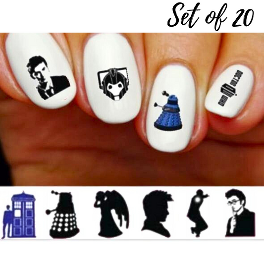 Doctor Who Nail Decals|Cartoon character nail decals Unique Water Slide Stickers for Creative Nail Art