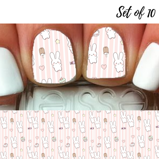 Easter Bunny Nail Decals Full Cover Waterslide Stickers