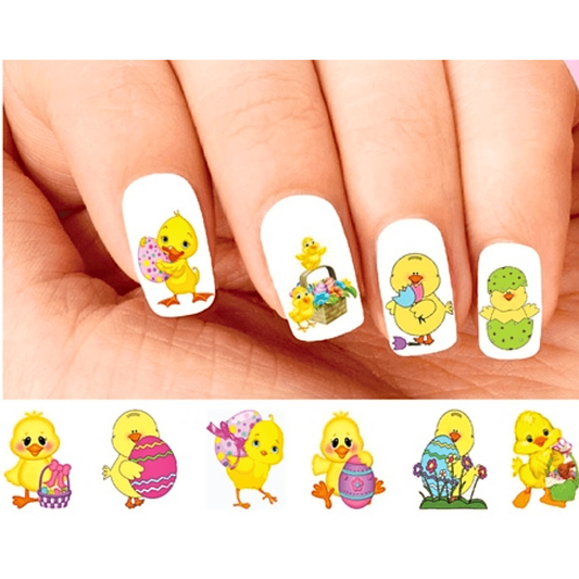 Easter Nail Decals – Cute Chick, Basket & Eggs, Set of 20 Assorted Waterslide Stickers