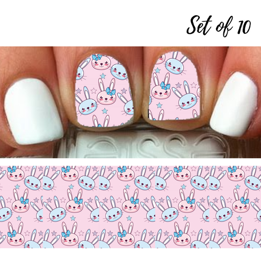 Easy and Fun Easter Bunny Nail With Full Waterslide Decal Designs