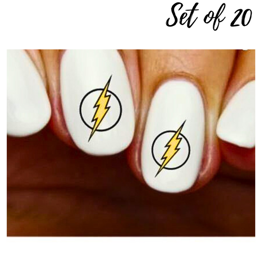 Flash Lightning Bolt Nail Decals|Water Slide Nail Art Stickers for Creative Manicures