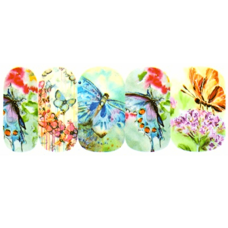 Butterflies and Flowers Waterslide Nail Decals A1308