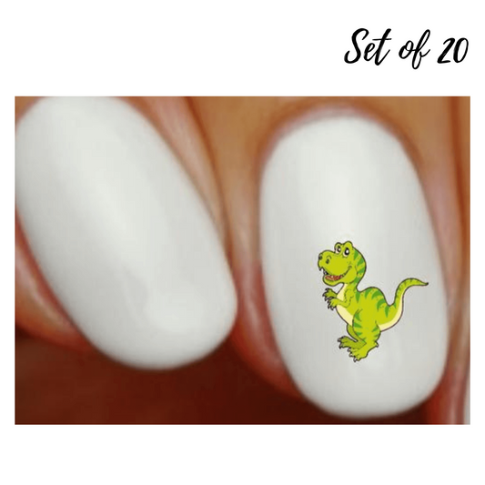Green Dinosaur Water Slide Nail Stickers for Kids and Adults