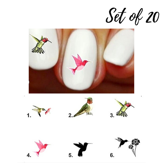 Hummingbird Nail Decals|Vibrant Water Slide Stickers for Stunning Nail Art