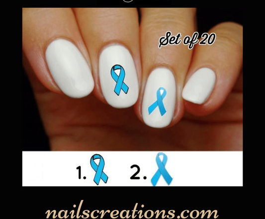 Blue Awareness Ribbon Nail Decals Stickers Water Slides Nail Art