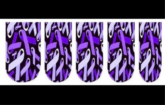 Hodgkin's Lymphoma Purple Awareness Ribbons Set of 10 Waterslide Full Nail Decals