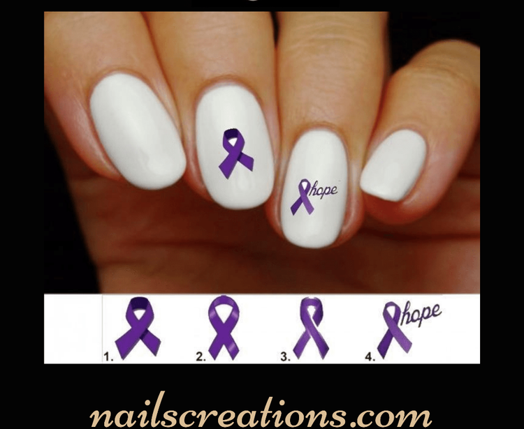 Purple Awareness Ribbon Nail Decals Stickers Water Slides Nail Art