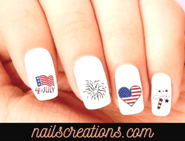 Nail Stickers 4th of July Flag Fireworks Stars Assorted Set Waterslide Nail Decals