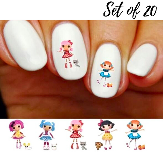 Lalaloopsy Nail Decals|Assorted Stickers & Water Slide Nail Art for Creative Manicures