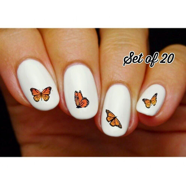 Monarch Butterfly Nail Decals – Assorted Water Slide Stickers for Nail Art