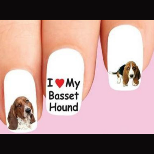Nail Stickers Basset Hound Assorted Nail Art Waterslide Decals