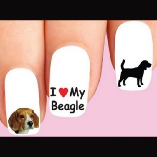 Nail Stickers Beagle Assorted Dog Nail Art Waterslide Decals