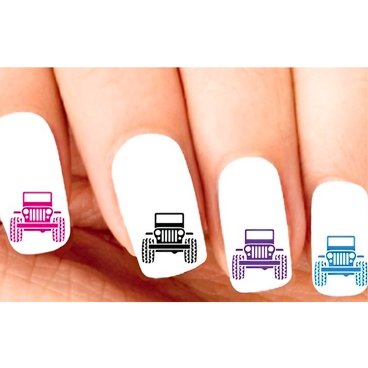 Off-Road Vehicle Nail Art Stickers – 20 Assorted Waterslide Nail Decals | Truck, ATV, 4x4 Nail Designs