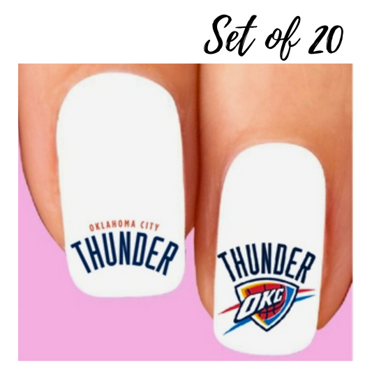 Oklahoma City Thunder Basketball Nail Decals – Assorted 20 Waterslide Stickers for Nail Art & Manicure