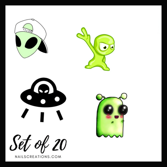 Out-of-This-World Nail Stickers| Alien Assorted Set for Stunning Nail Art & Waterslide Decals