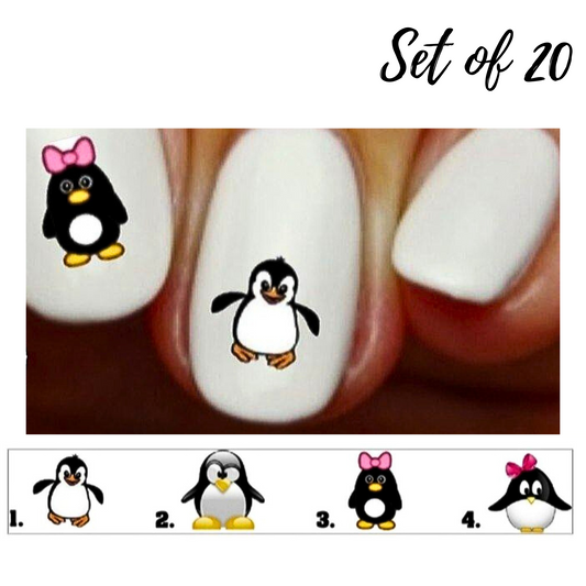 Penguin Nail Decals|Cute Water Slide Stickers for Creative Nail Art