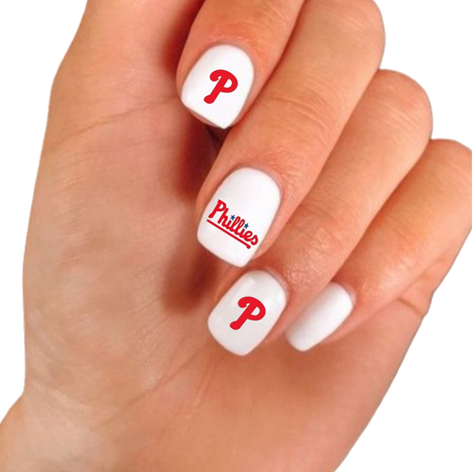Philadelphia Phillies Baseball Nail Decals – Set of 20 Waterslide Nail Art Stickers