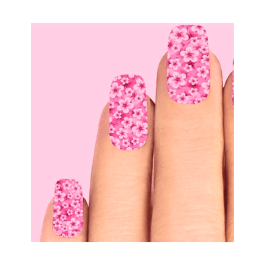 Pink Cherry Blossom Nail Decals – Set of 10 Full Water Slide Stickers