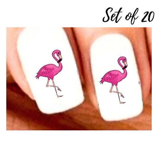 Pink Flamingo Nail Decals| Fun Water Slide Stickers for Eye-Catching Nail Art