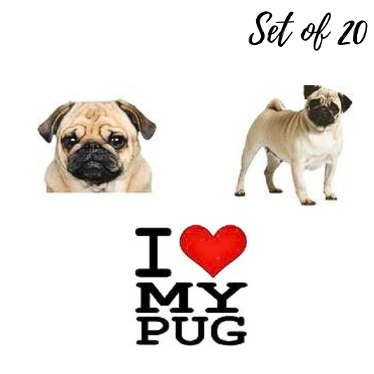 Pug Dog Assorted Waterslide Nail Decals Stickers - Fun & Adorable Nail Art for Dog Lovers