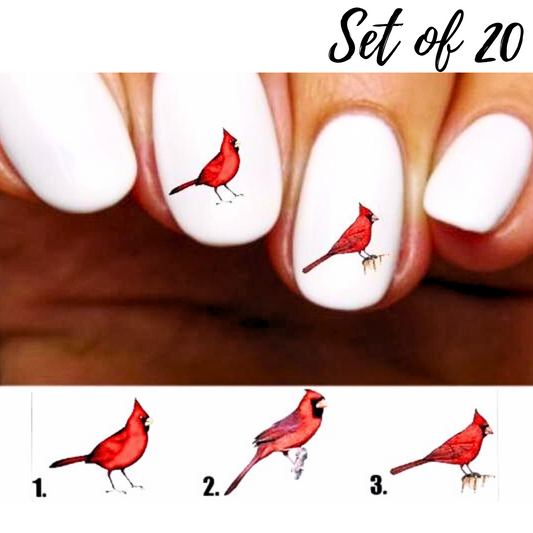 Red Cardinal Nail Decals| Must-Have Water Slide Stickers for Stunning Nail Art