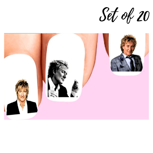 Rod Stewart Waterslide Nail Decals – Assorted Set of 20 Fun Stickers for Creative Nail Art