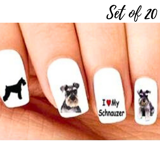 Schnauzer Assorted Waterslide Nail Decals Fun and Unique Nail Art Stickers for Dog Lovers