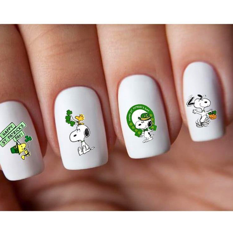 Snoopy & Woodstock St. Patrick’s Day Nail Decals – Assorted Water Slide Stickers